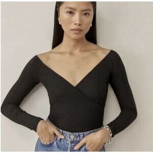 Reformation Minnie Knit Top Wrap Cross Front